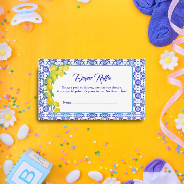 Tarjeta De Recepción Acuarela Lemons Amalfi Diaper Raffle (Subido por el creador)