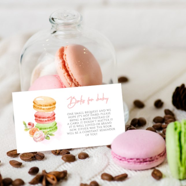 Tarjeta De Recepción Acuarela Macaroons Baby Shower Books Para El Bebé (Subido por el creador)
