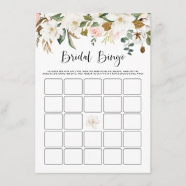 Tarjeta De Recepción Acuarela Magnolia Cotton Bridal Shower Bingo