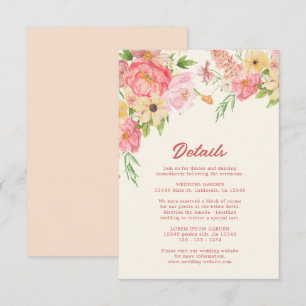 Tarjeta De Recepción Acuarela mantequilla floral detalles de Boda amari