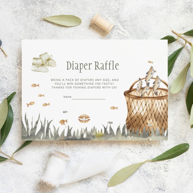 Tarjeta De Recepción Acuarela moderna Little Fisherman Diaper Raffle (Subido por el creador)