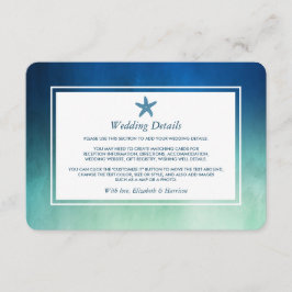 Tarjeta De Recepción Acuarela Océano Starfish Beach Wedding Detail