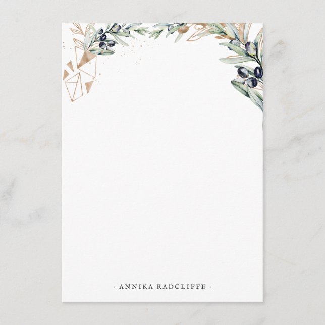 Tarjeta De Recepción Acuarela Olive Grove | Stationery personalizada (Anverso)