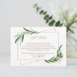 Tarjeta De Recepción Acuarela Olive Leaves Gold Boda Wish