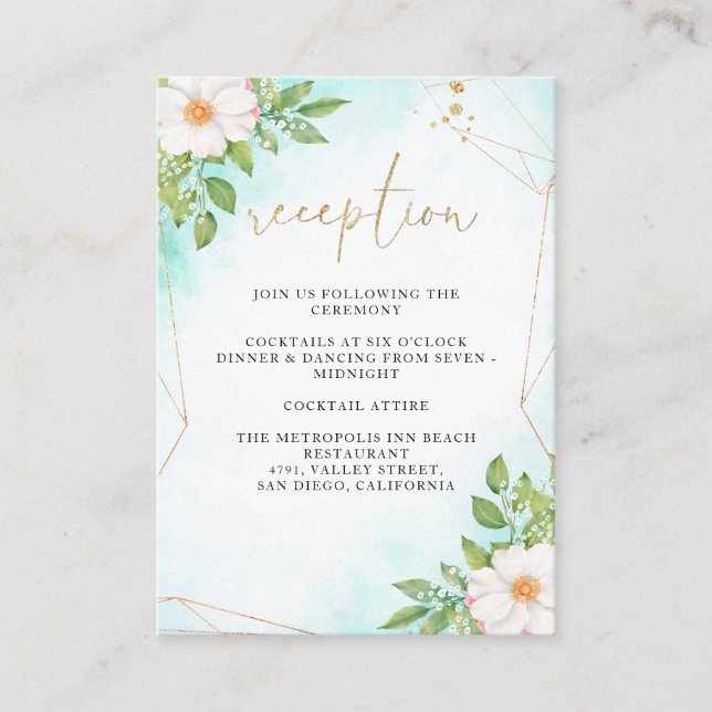 Tarjeta De Recepción Acuarela Ombre Anemone Floral Wedding Receptor (Anverso)