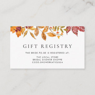 Tarjeta De Recepción Acuarela Otoño Sale del Registro de Ducha Bridal