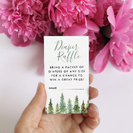 Tarjeta De Recepción Acuarela Pine Forest Diaper Raffle Enclosure