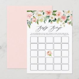 Tarjeta De Recepción Acuarela Pink Floral Garland Baby Shower Bingo