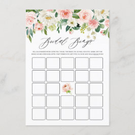 Tarjeta De Recepción Acuarela Pink Floral Garland Bridal Shower Bingo