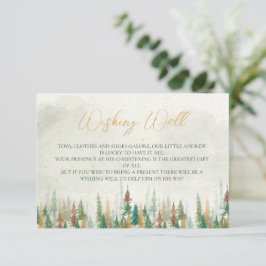 Tarjeta De Recepción Acuarela Pinos rústicos que desean un buen pozo