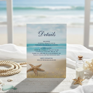 Tarjeta De Recepción Acuarela Resumen de la playa Detalles del Boda Sta