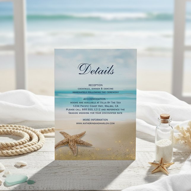 Tarjeta De Recepción Acuarela Resumen de la playa Detalles del Boda Sta (Subido por el creador)
