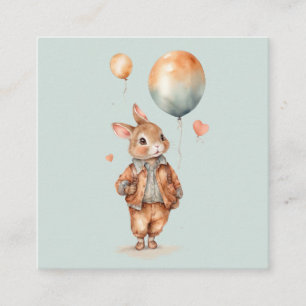 Tarjeta De Recepción Acuarela retro Niño conejito con globos