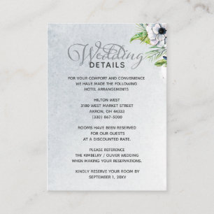 Tarjeta De Recepción Acuarela Rusa Dusty Blue Nature Boda Floral