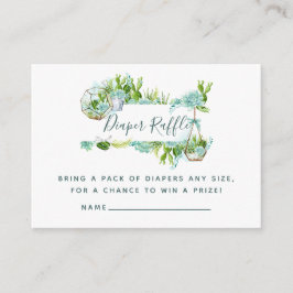 Tarjeta De Recepción Acuarela Suculenta Baby Shower Diaper Raffle