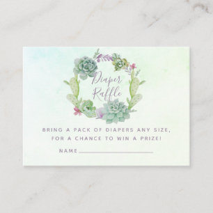 Tarjeta De Recepción Acuarela Suculenta Baby Shower Diaper Raffle