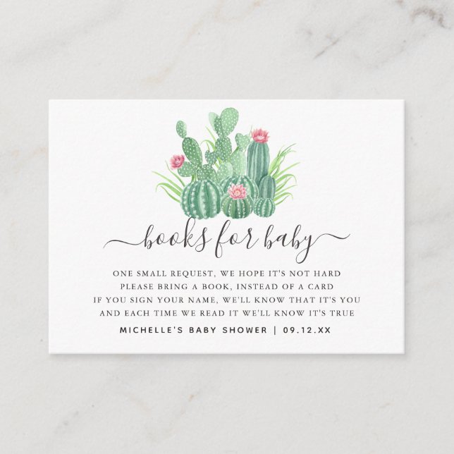 Tarjeta De Recepción Acuarela Suculenta la Solicitud de Libro de Baby S (Anverso)