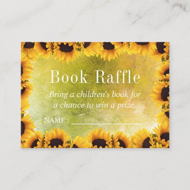 Tarjeta De Recepción Acuarela Sunflowers Baby Book Raffle Tickets (Anverso)