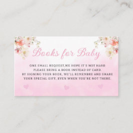 Tarjeta De Recepción Acuarela Teddy Oso libros rosa floral para bebé