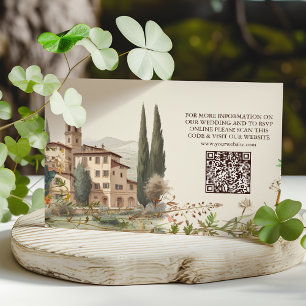 Tarjeta De Recepción Acuarela toscana Italia Boda de destino