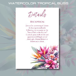 Tarjeta De Recepción Acuarela Tropical Boda-Bliss Detalles-