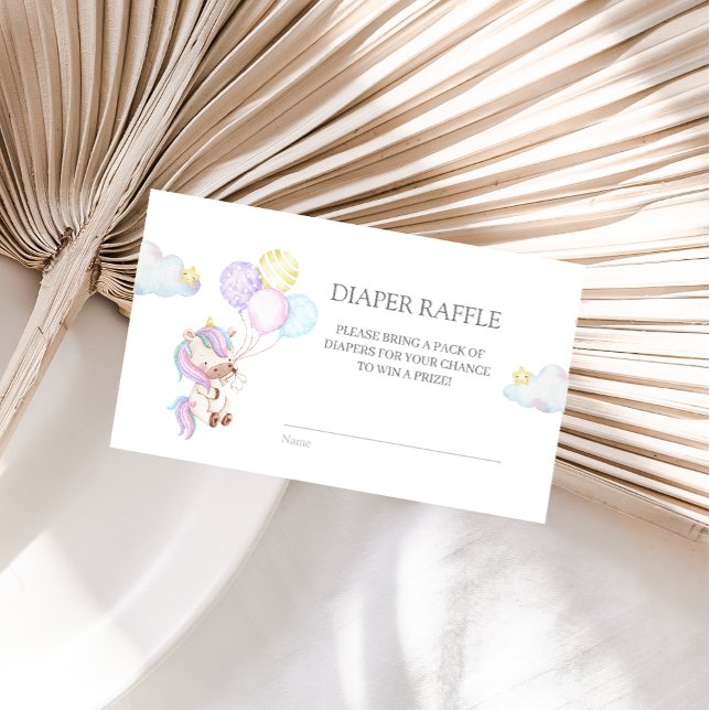 Tarjeta De Recepción Acuarela Unicornio con Diaper Raffle E (Subido por el creador)