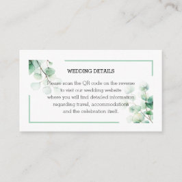 Tarjeta De Recepción Acuarela Verde Eucalipto Info QR Boda