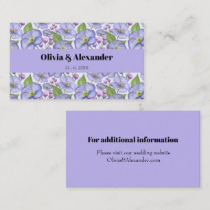 Tarjeta De Recepción Acuarela Violetas Moradas y Patrón Floral
