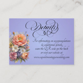 Tarjeta De Recepción Acuarelas de Flores Silvestres, Código QR - Azul C