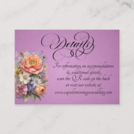 Tarjeta De Recepción Acuarelas de flores silvestres, código QR - Lavand