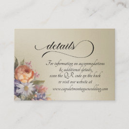 Tarjeta De Recepción Acuarelas de flores silvestres, código QR - Trigo