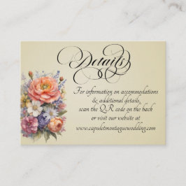Tarjeta De Recepción Acuarelas de flores silvestres, código QR - Trigo