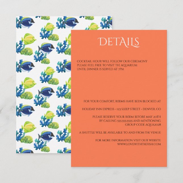 Tarjeta De Recepción Acuario colorido (Anverso / Reverso)