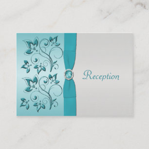 Tarjeta de recepción acuática y floral plateada