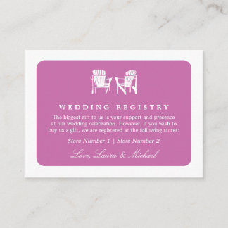 Tarjeta De Recepción Adirondack Chairs | Registro de regalos de Boda
