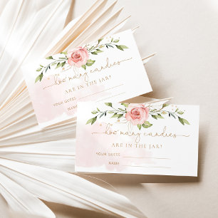 Tarjeta De Recepción Adivina cuántas golosinas de rosa floral dorado