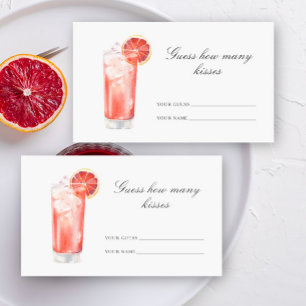 Tarjeta De Recepción Adivina cuántos besos Despedida de soltera Cóctel
