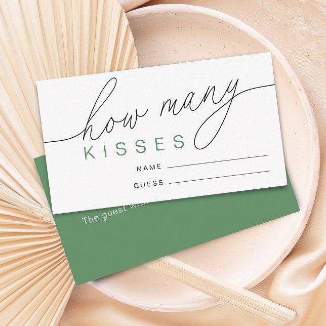 Tarjeta De Recepción Adivina cuántos besos es el juego de ducha de novi (Modern Guess How Many Kisses Bridal Shower Game Enclosure Card)