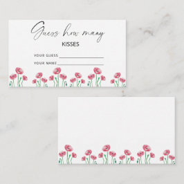 Tarjeta De Recepción Adivina cuántos besos juego de boda floral amapola