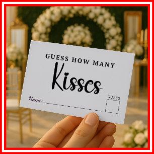 Tarjeta De Recepción Adivina Cuántos Besos Juego de Boda y Despedida de