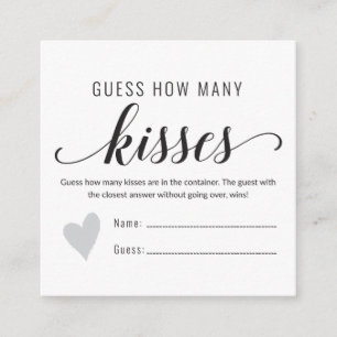 Tarjeta De Recepción Adivina cuántos besos juego de la ducha nupcial