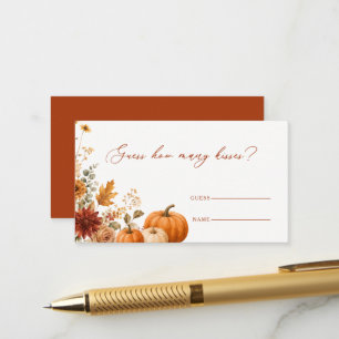 Tarjeta De Recepción Adivina cuántos besos Juego Floral de Calabaza Bri