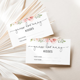 Tarjeta De Recepción Adivina cuántos besos juego nupcial floral rubor