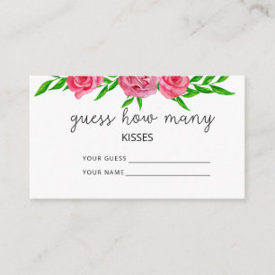 Tarjeta De Recepción Adivina cuántos besos juego nupcial floral rubor