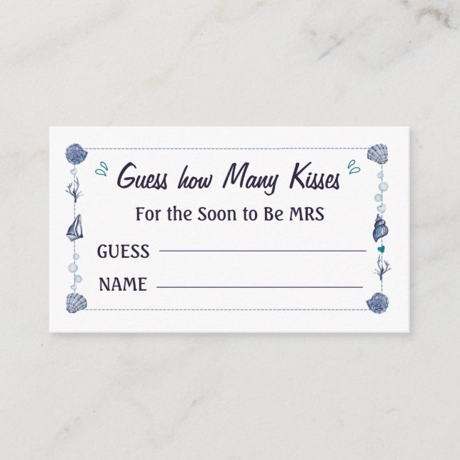 Tarjeta De Recepción Adivina Cuántos Besos Llamada de Boda Acuarela (Anverso)