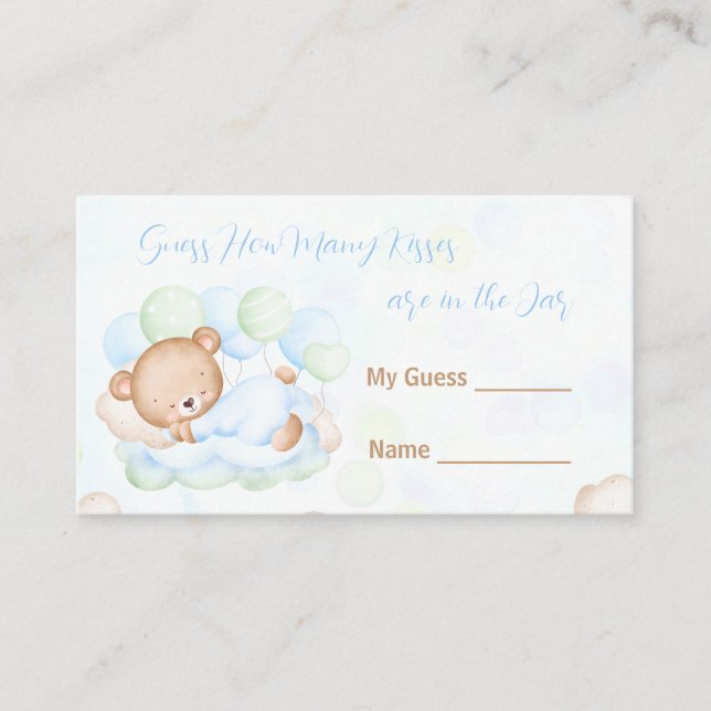 Tarjeta De Recepción Adivina cuántos besos tienen Baby Shower (Anverso)