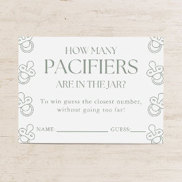 Tarjeta De Recepción Adivina Cuántos Chupetes Juego de Baby Shower Sage