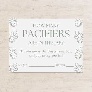 Tarjeta De Recepción Adivina Cuántos Chupetes Juego de Baby Shower Sage