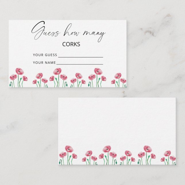 Tarjeta De Recepción Adivina cuántos corchos floral juego de novia (Anverso / Reverso)