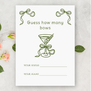 Tarjeta De Recepción Adivina cuántos lazos Juego de boda Martini